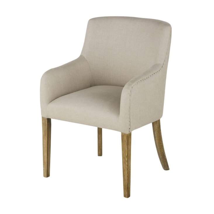Maisons du Monde Diane - Sillón de comedor de lino beige cordel