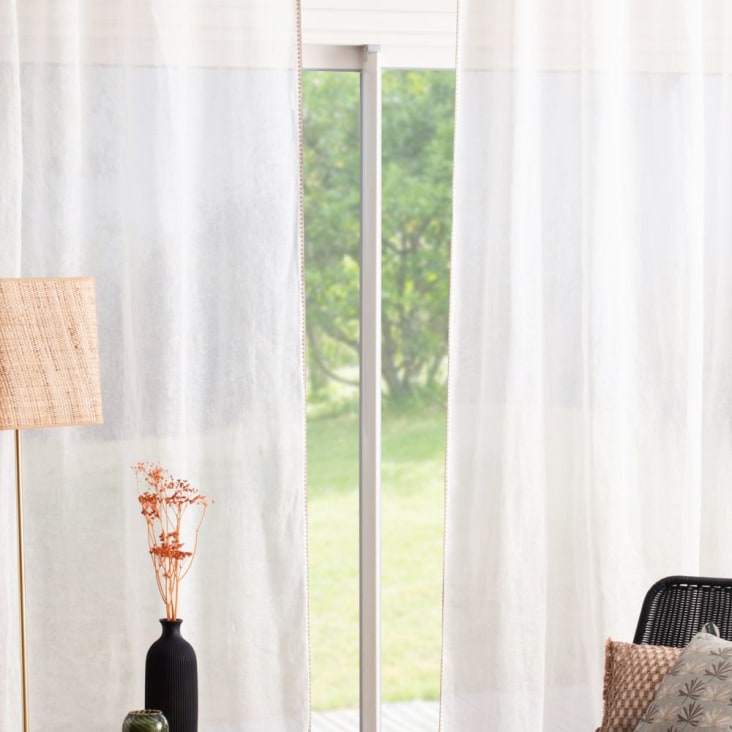 Maisons du Monde DIKIRN - Cortina con lazos de lino color crudo 140 x 250 la unidad