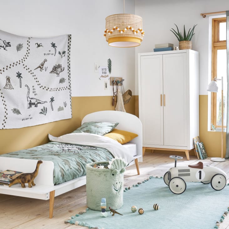 Maisons Du Monde DINO - Juego De Cama Infantil De Algodón Verde Caqui Con Estampado 140x200