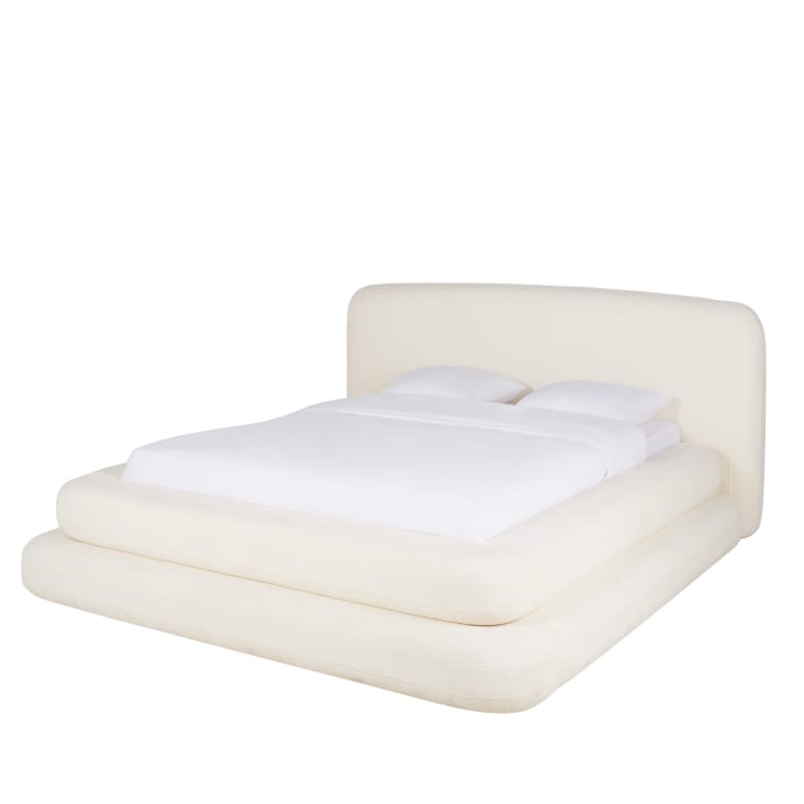 Maisons Du Monde Dodino - Cama Tapizada De Bouclé Crudo Reciclable 160x200 Cm