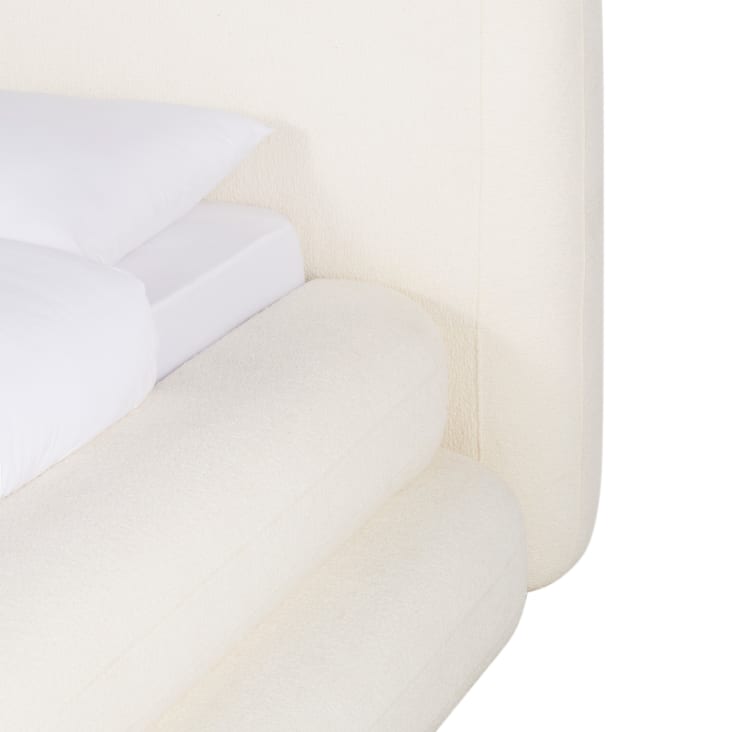 Maisons Du Monde Dodino - Cama Tapizada De Bouclé Crudo Reciclable 160x200 Cm