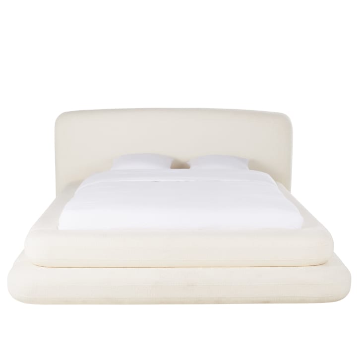 Maisons du Monde Dodino - Cama tapizada de bouclé crudo reciclable 160x200 cm