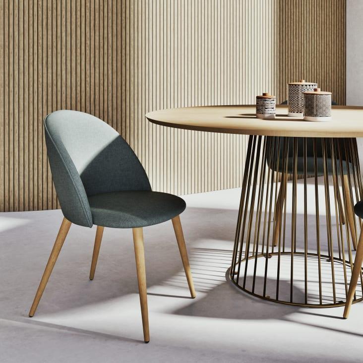 Maisons Du Monde Dolores - Mesa De Comedor Redonda De Madera De Mango Y Metal Color Latón Para 4/6personas L.140