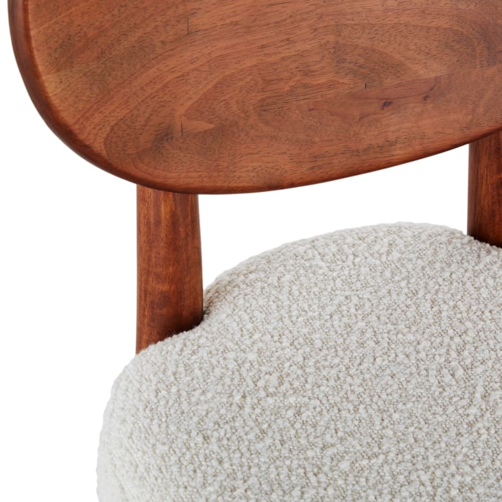 Maisons Du Monde Donut Business - Silla Profesional De Madera De Hevea Maciza Y Tela En Crudo Efecto Lana Rizada