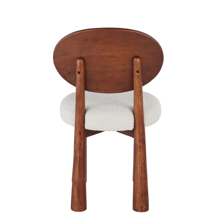 Maisons Du Monde Donut Business - Silla Profesional De Madera De Hevea Maciza Y Tela En Crudo Efecto Lana Rizada