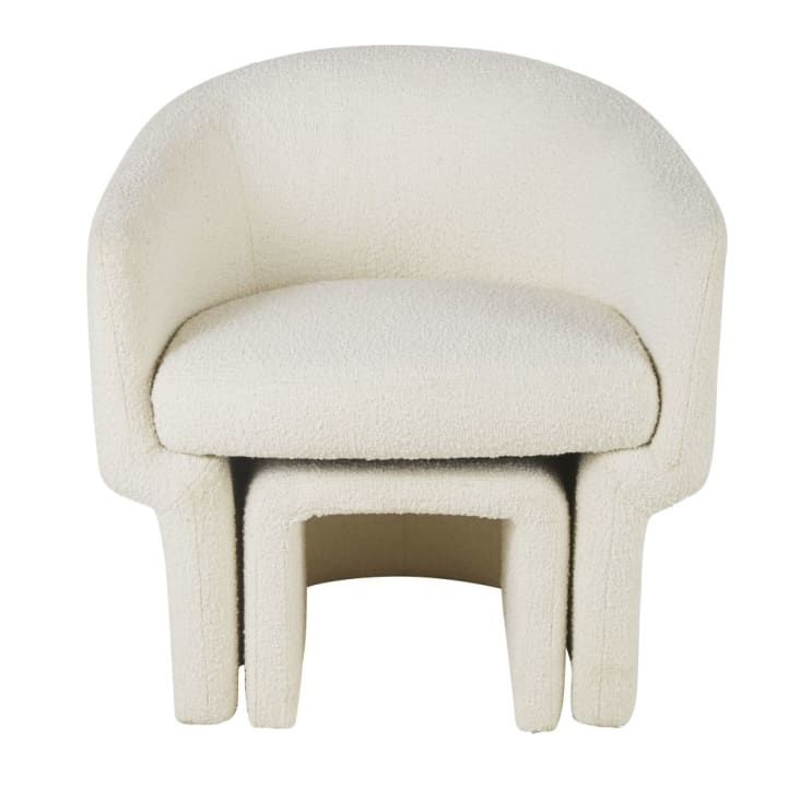 Maisons Du Monde Dorset Business - Sillón Y Reposapiés Profesionales Con Bucles Blancos