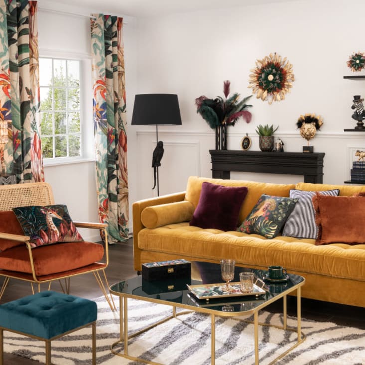 Maisons Du Monde Dubai - Lámpara De Metal Dorado Con Pantalla De Acrílico