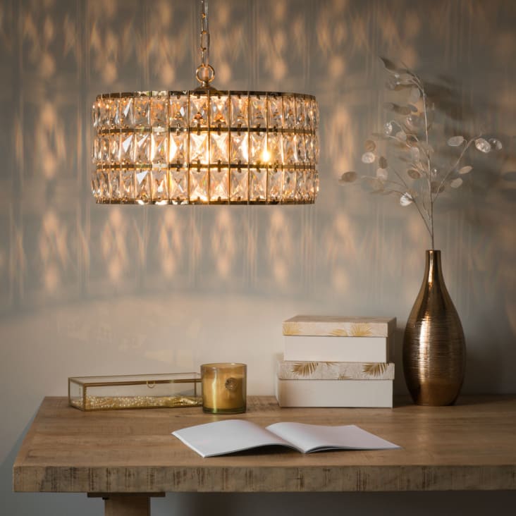 Maisons Du Monde Dubai - Lámpara De Techo De Metal Dorado Y Colgantes