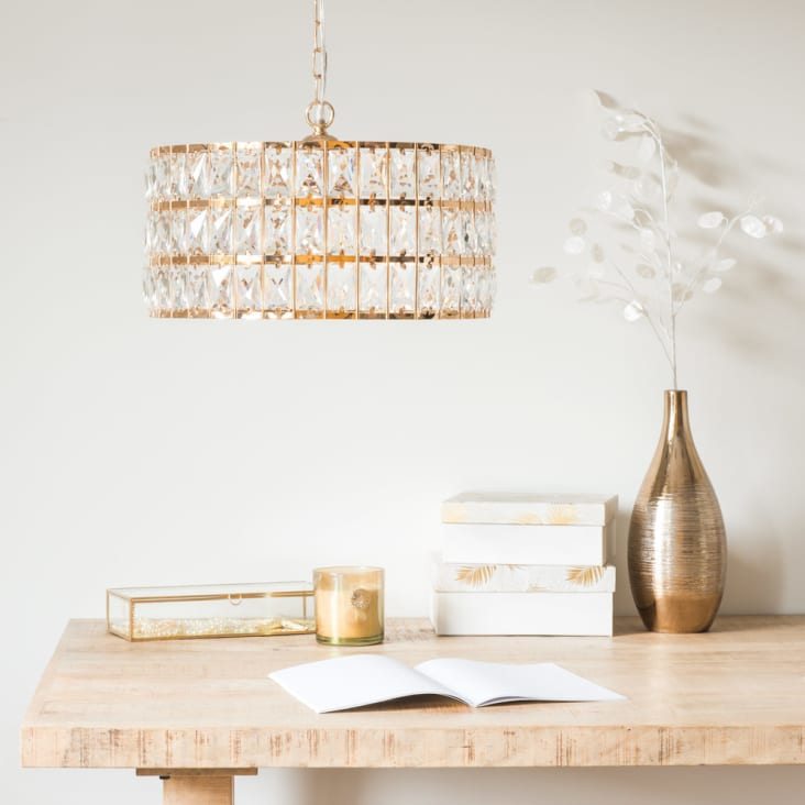 Maisons Du Monde Dubai - Lámpara De Techo De Metal Dorado Y Colgantes