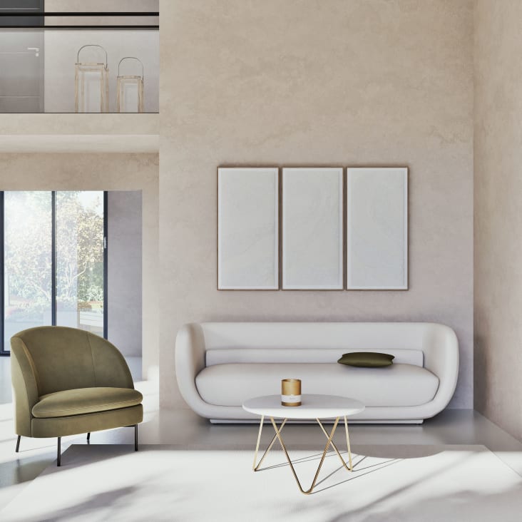 Maisons Du Monde Eagle - Mesita De Café Redonda De Mármol Y Metal Color Latón