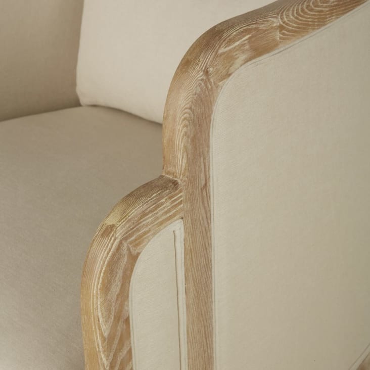 Maisons Du Monde Earo - Sillón De Lino Beige Con Patas De Madera De Roble