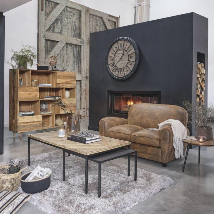 Maisons Du Monde Edvin - Reloj De Abeto Y Metal Negro D.100