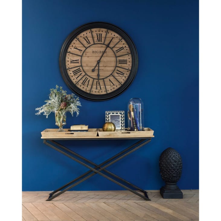 Maisons Du Monde Edvin - Reloj De Abeto Y Metal Negro D.100