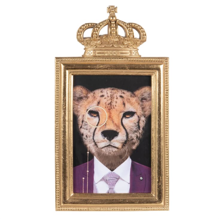 Maisons du Monde EDWARD - Marco de fotos con diseño de leopardo de resina dorada