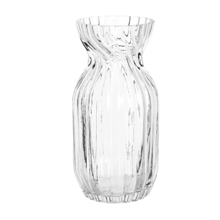 Maisons du Monde Eglantine - Jarrón de vidrio transparente con relieves altura 22 cm