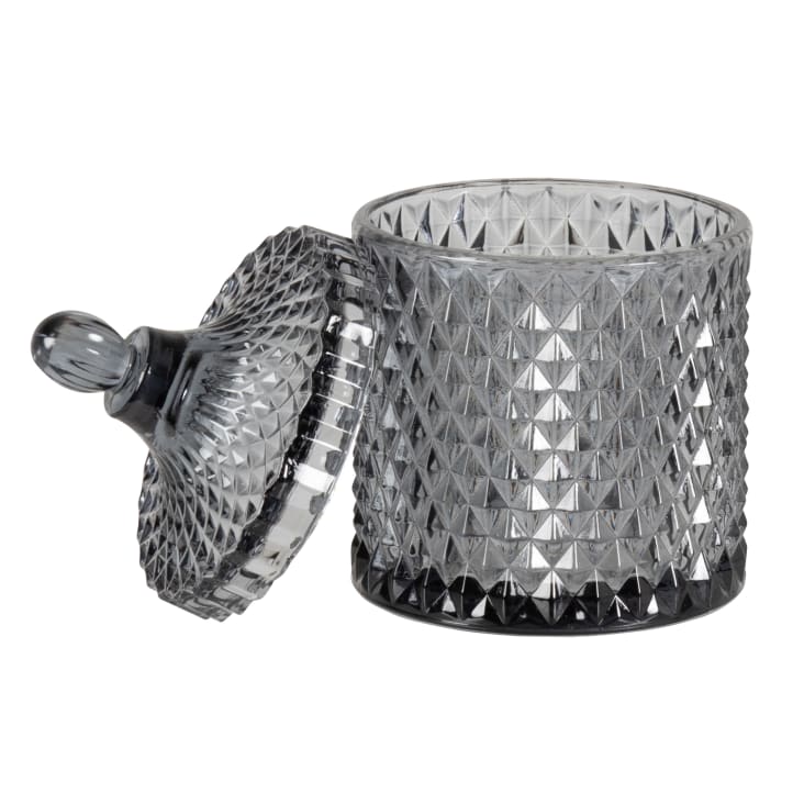 Maisons Du Monde Eleonore - Caja De Caramelos De Cristal Tallado Gris Alt. 18 Cm