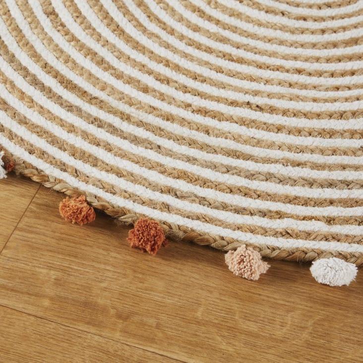 Maisons Du Monde Eliot - Alfombra Redonda Espiral De Algodón Y Yute Con Pompones