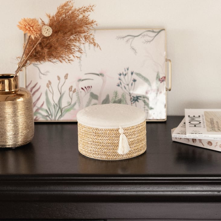 Maisons Du Monde Eliza - Joyero Redondo Con Tapa Bordada