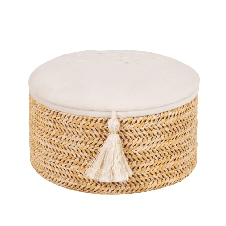 Maisons du Monde Eliza - Joyero redondo con tapa bordada