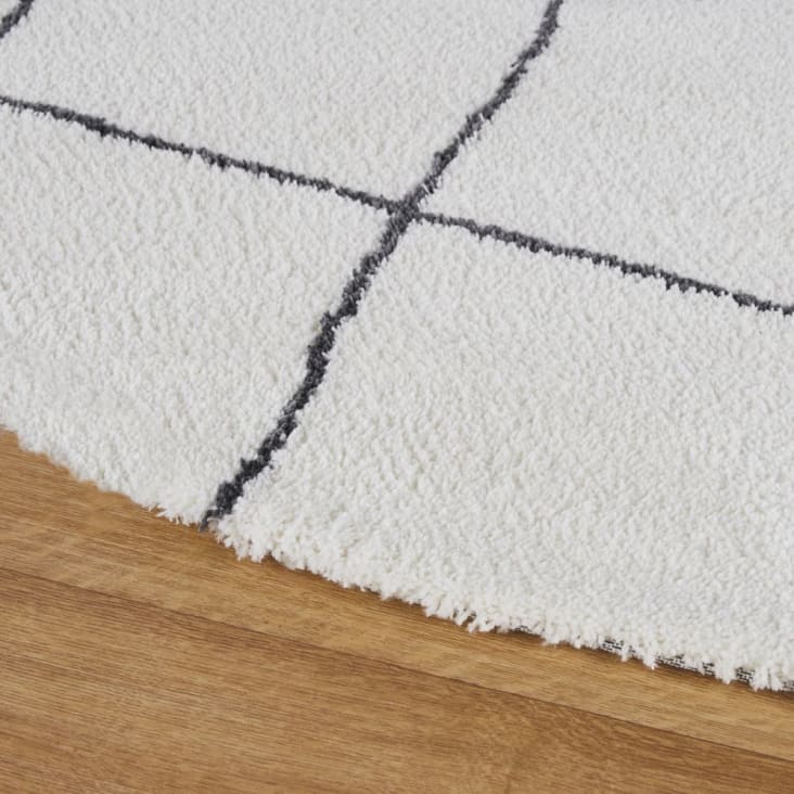 Maisons Du Monde ELSULA - Alfombra Redonda En Blanco Con Motivo étnico En Negro D. 180