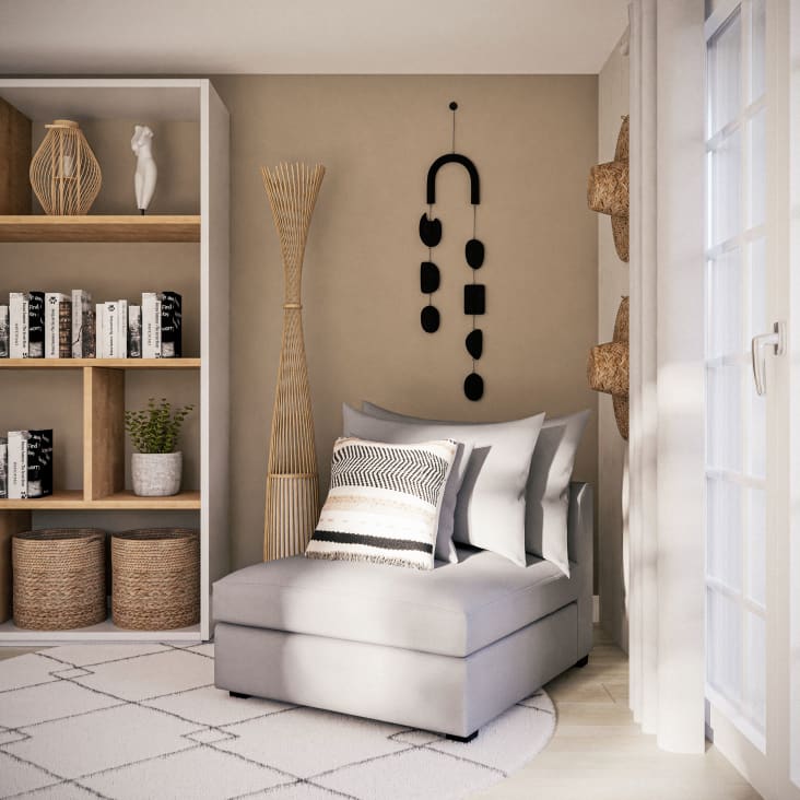 Maisons Du Monde ELSULA - Alfombra Redonda En Blanco Con Motivo étnico En Negro D. 180