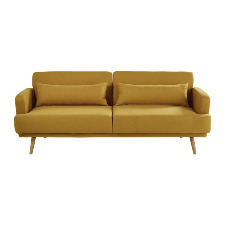 Maisons du Monde Elvis - Sofá clic-clac de 3 plazas en amarillo