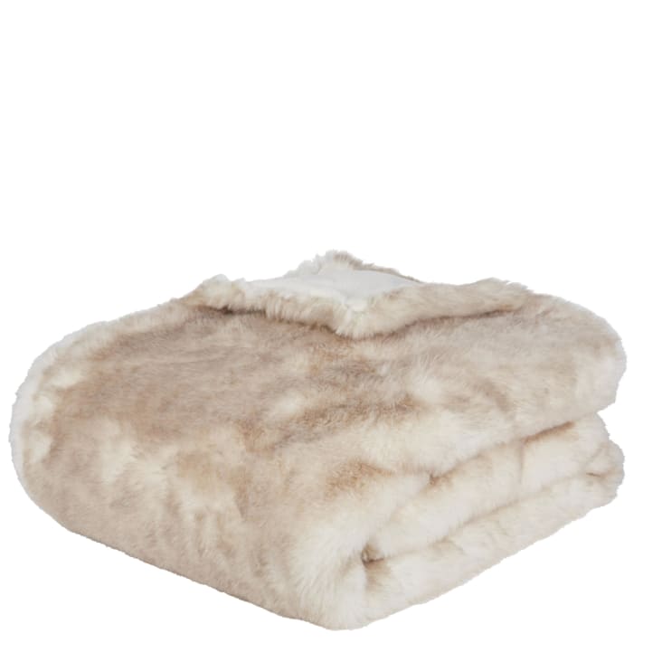 Maisons du Monde ERIKA - Colcha de pelo sintético color beige y marrón 150 x 180