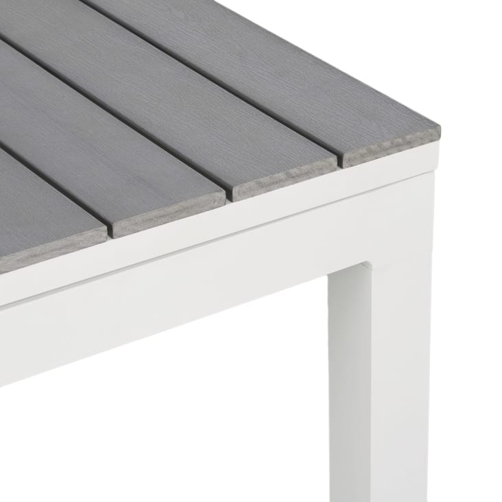 Maisons Du Monde Escala - Mesa Extensible De Exterior De Aluminio Efecto Madera Gris Claro Y Blanco Para 6/8 Personas