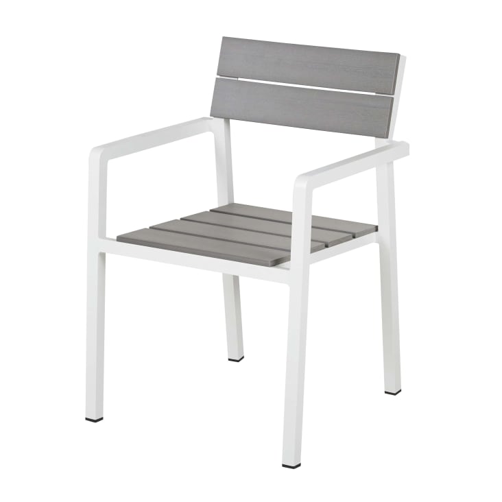 Maisons Du Monde Escala - Sillas De Comedor De Exterior De Compuesto Gris Claro Y Aluminio Crudo (x2)
