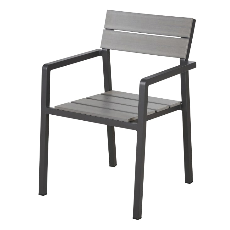 Maisons Du Monde Escala - Sillas De Comedor De Exterior De Compuesto Gris Claro Y Aluminio Gris Antracita (x2)