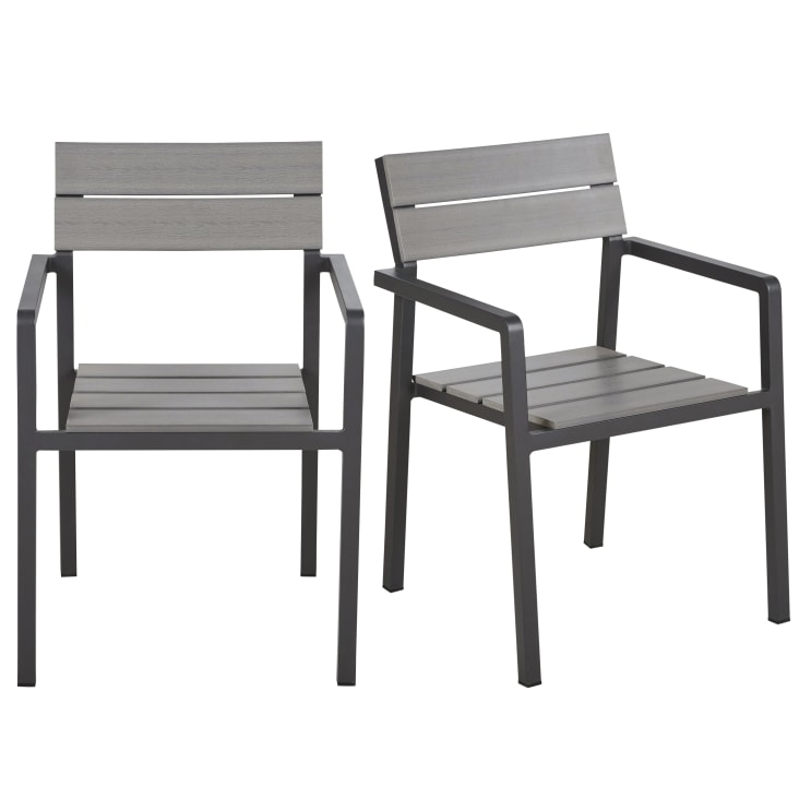 Maisons du Monde Escala - Sillas de comedor de exterior de compuesto gris claro y aluminio gris antracita (x2)