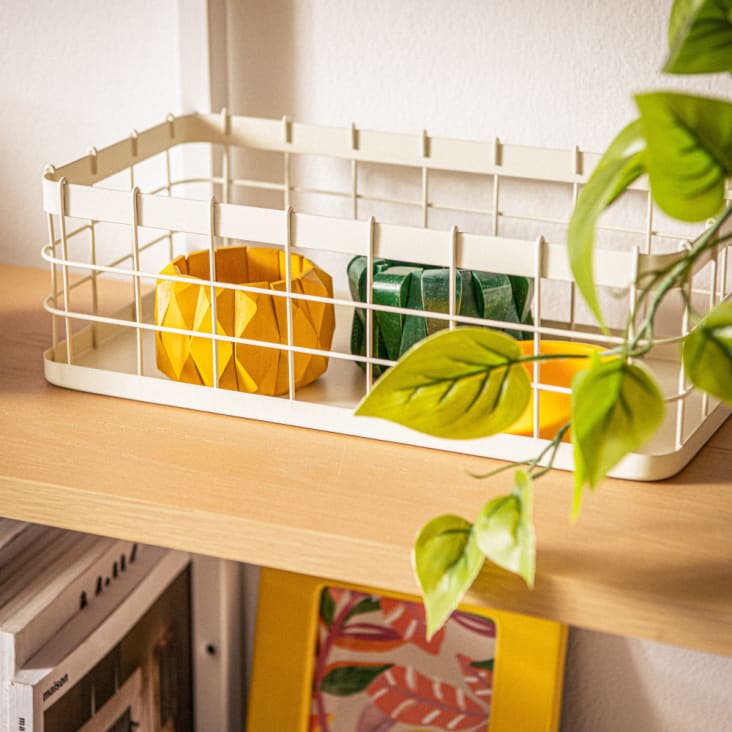 Maisons Du Monde ESSENTIEL - Cesta De Almacenamiento Para Cocina De Metal Color Crema