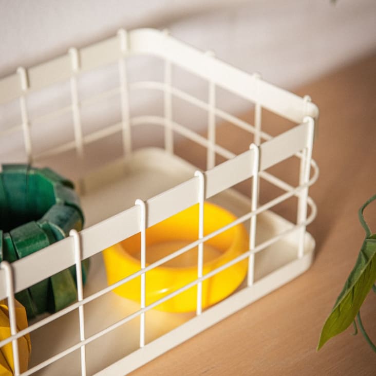 Maisons Du Monde ESSENTIEL - Cesta De Almacenamiento Para Cocina De Metal Color Crema