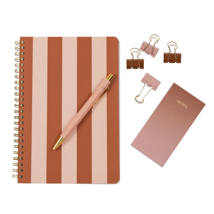 Maisons Du Monde Essentiel - Estuche De Papelería En Marrón Rosa Y Dorado