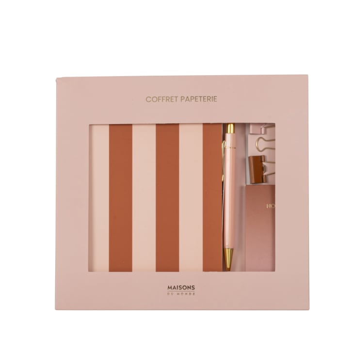Maisons du Monde Essentiel - Estuche de papelería en marrón rosa y dorado
