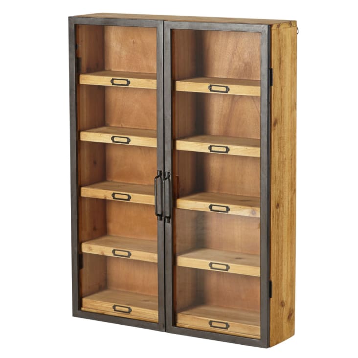 Maisons Du Monde Estantería De Abeto Con 2 Puertas De Cristal