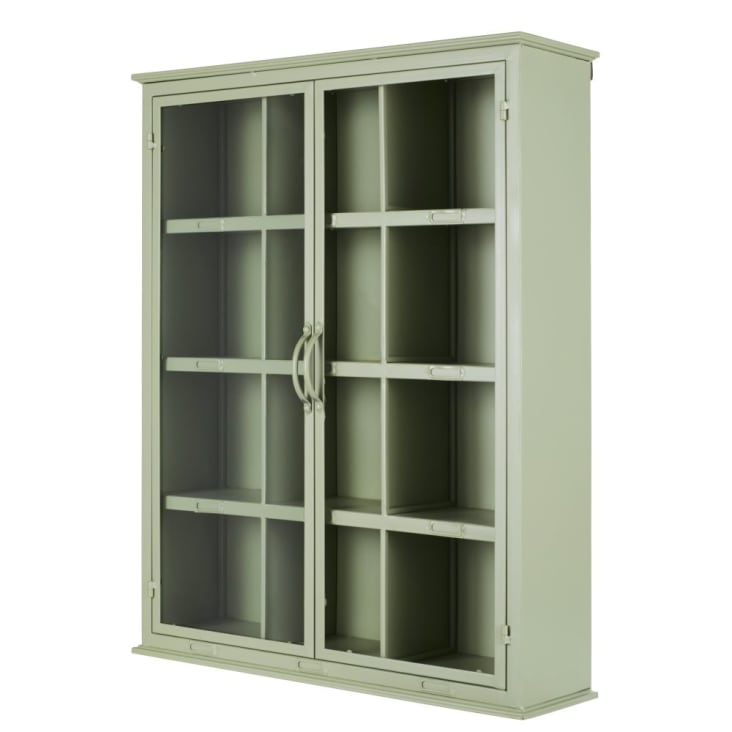 Maisons Du Monde Estantería De Hierro Verde Salvia Con 2puertas De Cristal