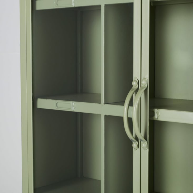 Maisons Du Monde Estantería De Hierro Verde Salvia Con 2puertas De Cristal