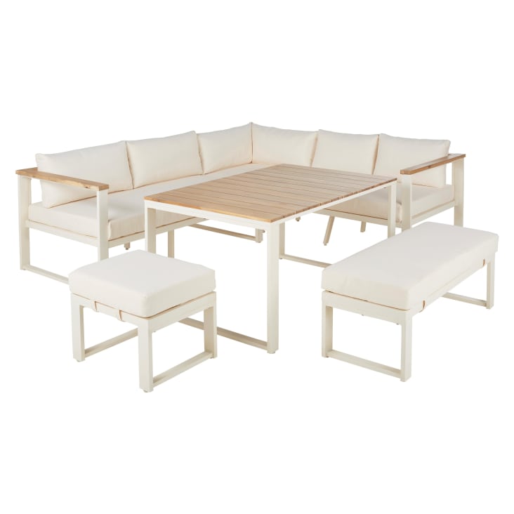 Maisons Du Monde Ezra - Salón De Exterior De 8 Plazas De Aluminio Y Poliéster Reciclado Beige