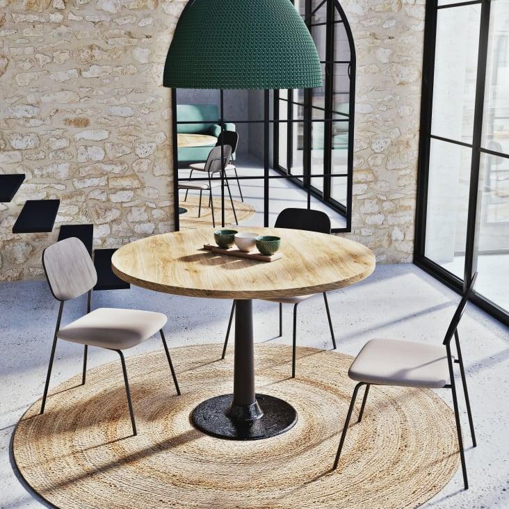 Maisons Du Monde Factory - Mesa De Comedor De Mango Macizo Y Metal Negro D.115