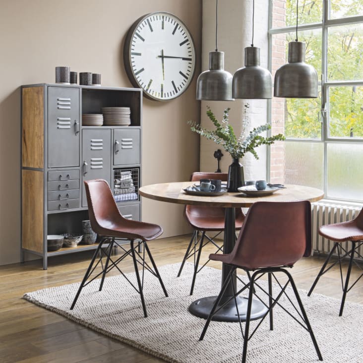 Maisons Du Monde Factory - Mesa De Comedor De Mango Macizo Y Metal Negro D.115