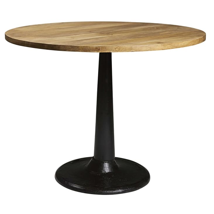 Maisons du Monde Factory - Mesa de comedor de mango macizo y metal negro D.115