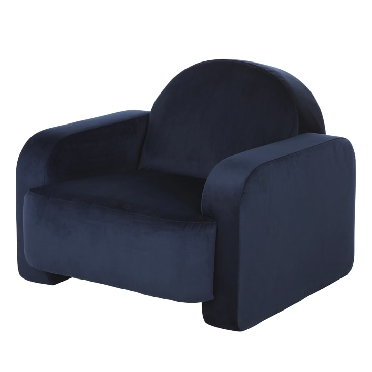 Maisons du Monde Fareed Business - Sillón profesional de terciopelo azul oscuro