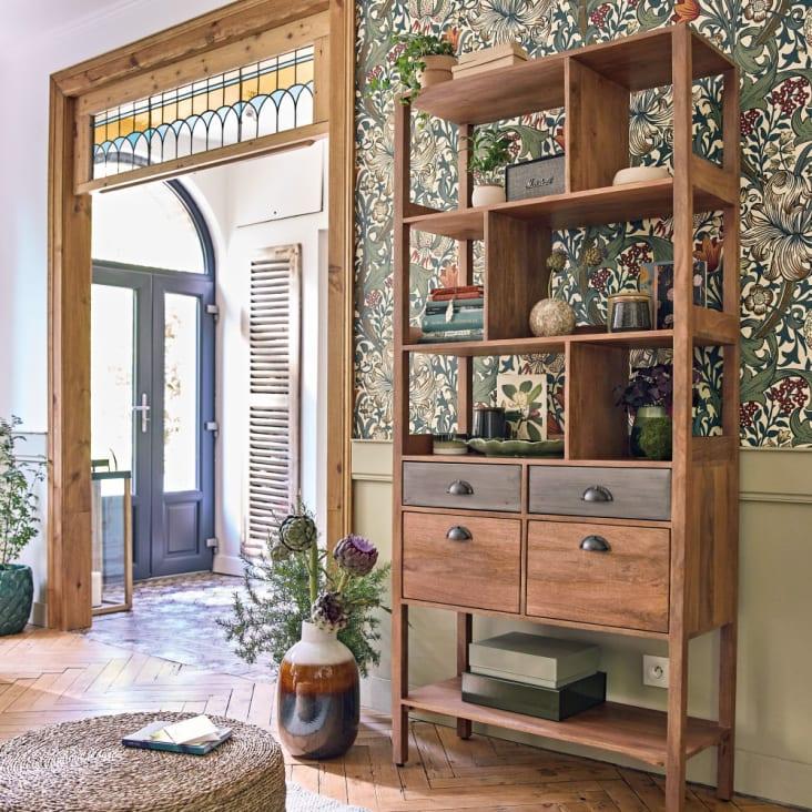 Maisons Du Monde Farol Grande De Madera De Mango Y Metal Negro