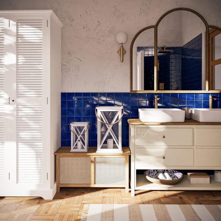 Maisons Du Monde Farolillos De Madera De Abeto Blanca Con Asa De Yute (x2)