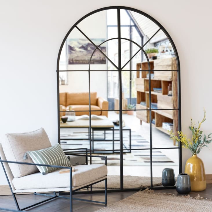 Maisons Du Monde FAUSTIN - Espejo Grande De Metal Negro 137x200