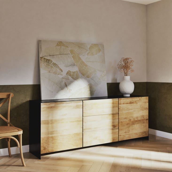 Maisons Du Monde FAUSTINE - Lienzo Blanco Pintado Y Dorado 90x120