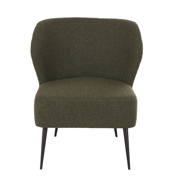 Maisons Du Monde Fedy Business - Sillón Para Restaurantes De Tela De Rizo De Poliéster Reciclado Verde Caqui