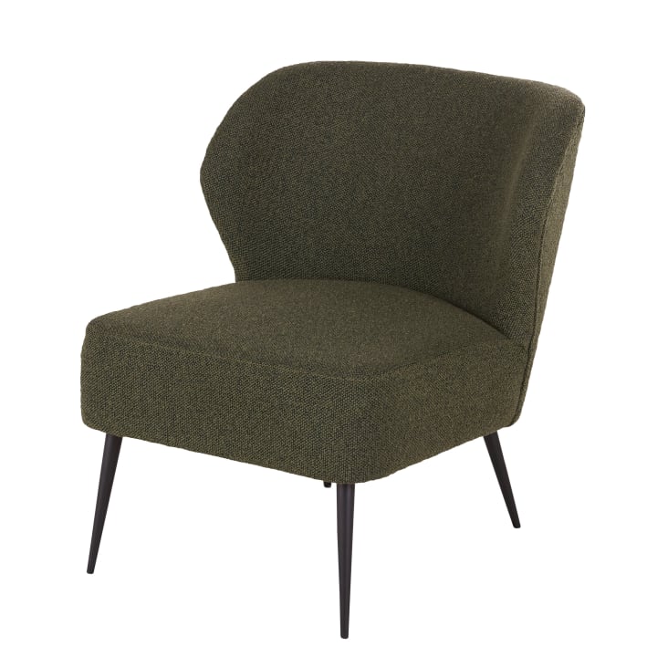 Maisons du Monde Fedy Business - Sillón para restaurantes de tela de rizo de poliéster reciclado verde caqui