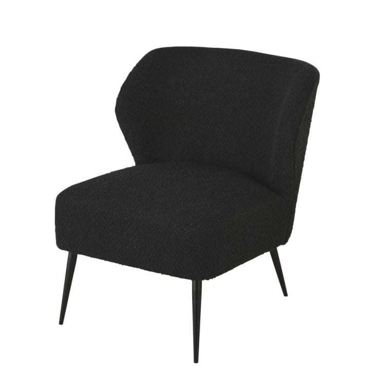 Maisons du Monde Fedy Business - Sillón profesional de rizo en negro de poliéster reciclado
